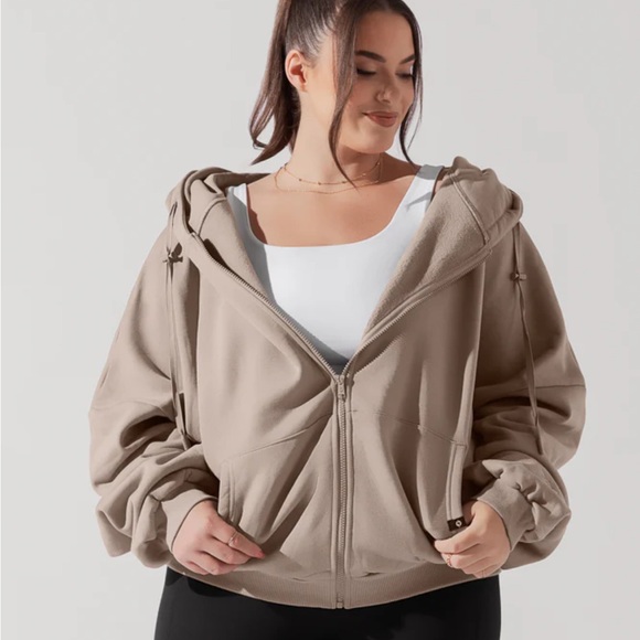 POPFLEX | Taupe Zip Cloud Hoodie | S/M - Picture 10 of 12